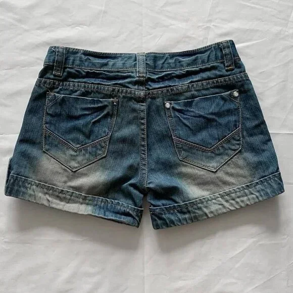 Distressed High-Rise Denim Shorts – Size S - Picture 2 of 4